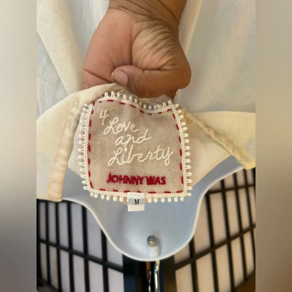 Johnny Was Light cream color Hyacinth Eyelet Embroidered Blouse Boho Chic NWOT - Picture 5 of 7